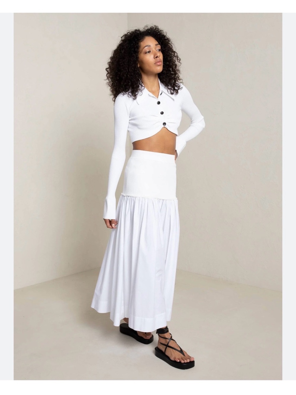 ALC Marlowe White Maxi Tiered Skirt